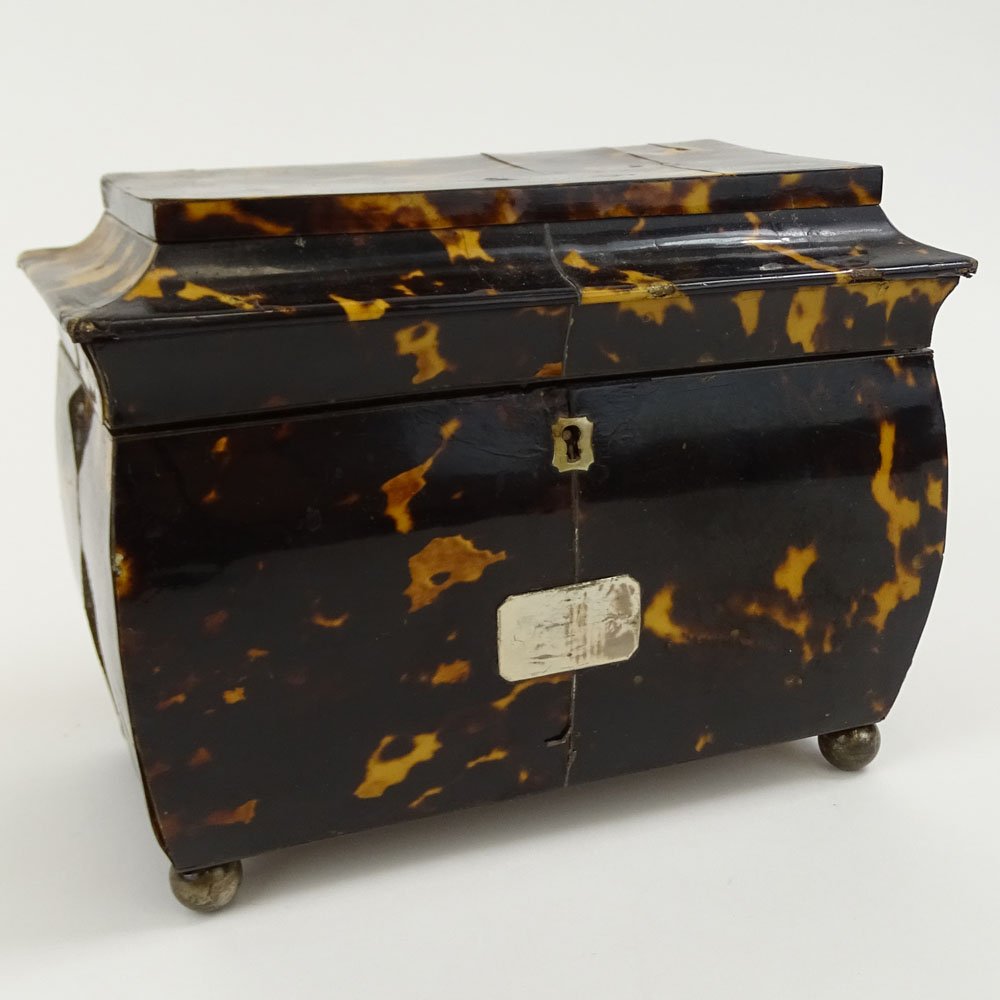 Antique English Tortoiseshell Tea Caddy. Two (1 of 6)