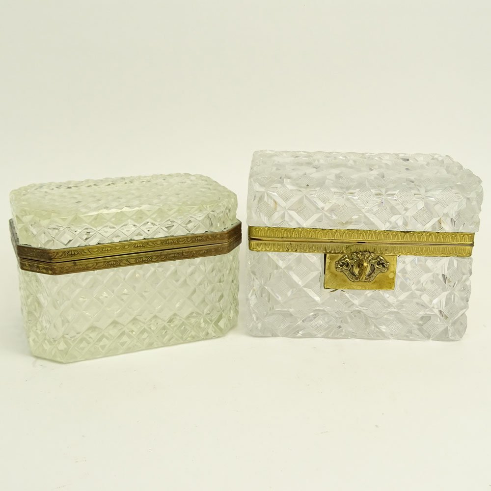 Pair of Antique Cut Crystal Sugar Caskets. Both with (1 of 6)
