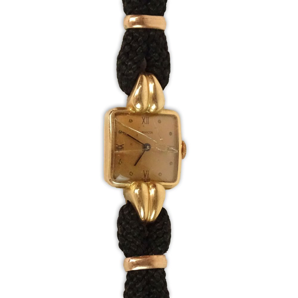 Ladies Vintage 14K Rose Gold Watch On Braided Band. (1 of 5)