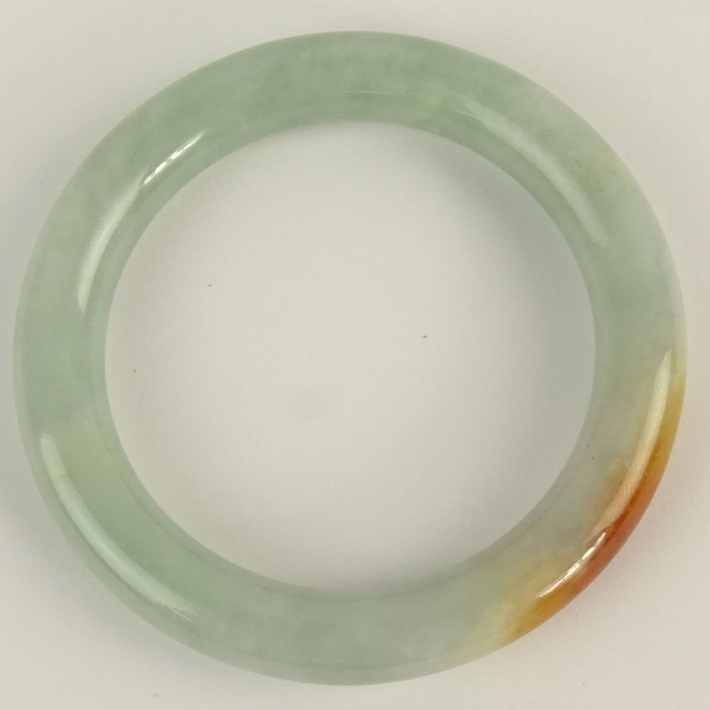 Chinese Pale Green With Rust Jade Bangle. Unsigned. (1 of 2)