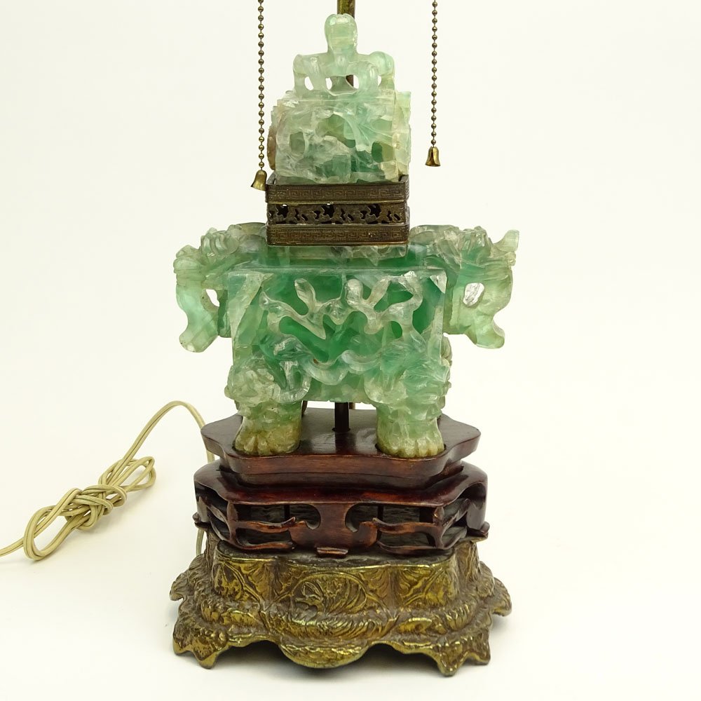 Antique Chinese Carved Quartz Figural Urn as a Lamp. (1 of 9)