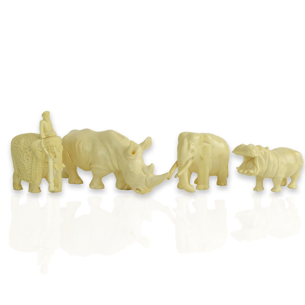 Collection of Four (4) Carved Ivory Animal Figures. (1 of 9)