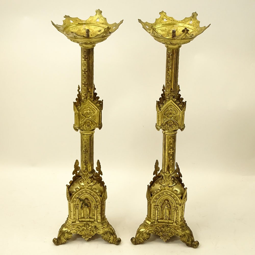 Large Pair of 19th Century French Gothic style Brass (1 of 5)