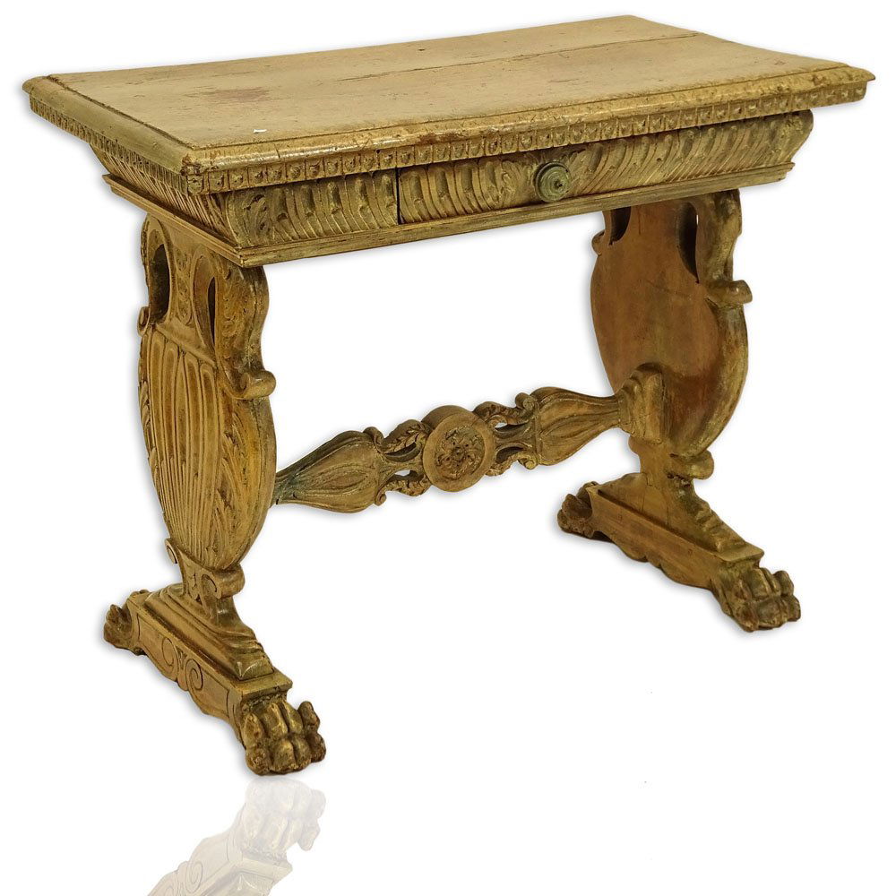 19th Century Stained Walnut Side Table With Drawer. Paw (1 of 4)