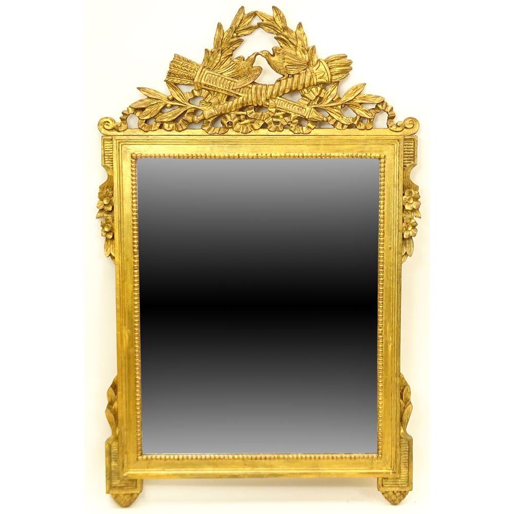 Vintage Italian Carved Giltwood Mirror. Unsigned. Light (1 of 4)