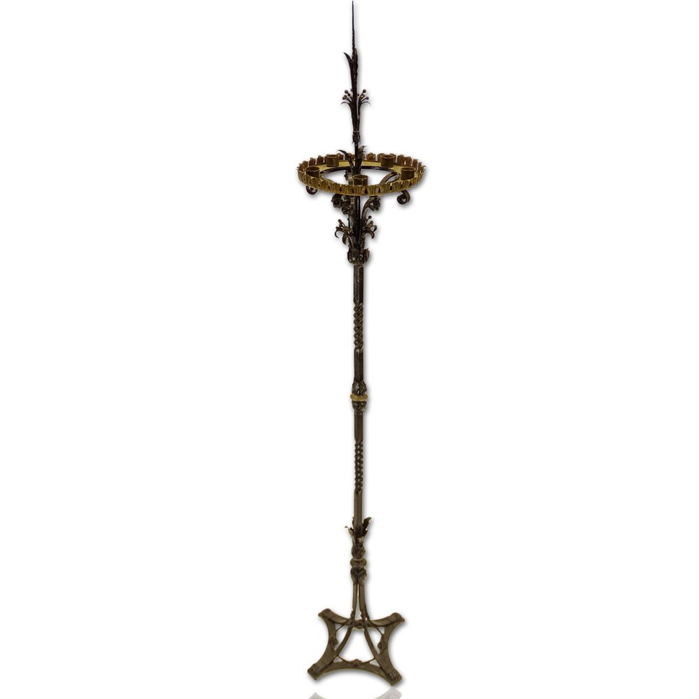 Antique Wrought Iron Torchiere. Floral and foliate (1 of 4)