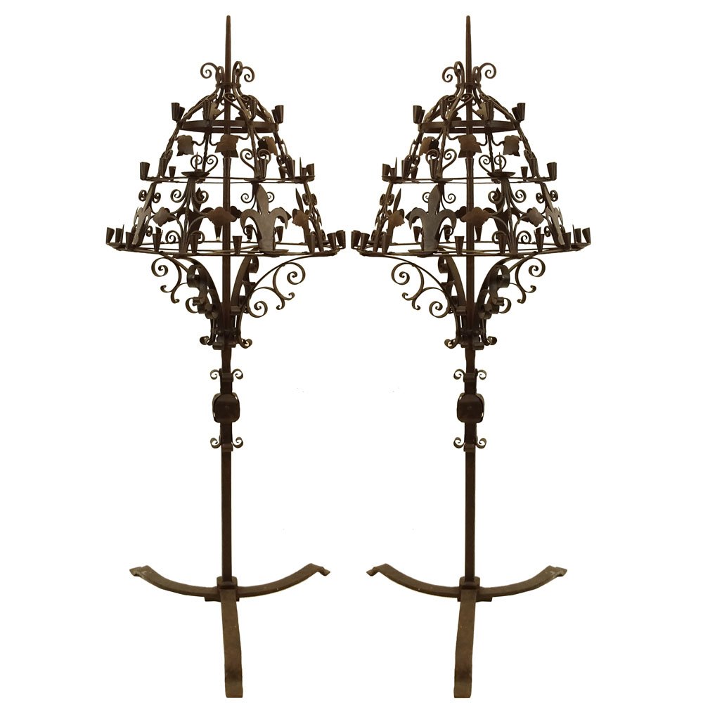 Pair of Large and Heavy 18th Century Wrought Iron (1 of 3)