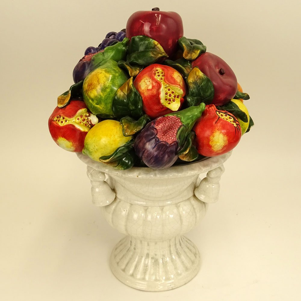 Large Vintage Italian Majolica Pottery Fruit Topiary. (1 of 10)