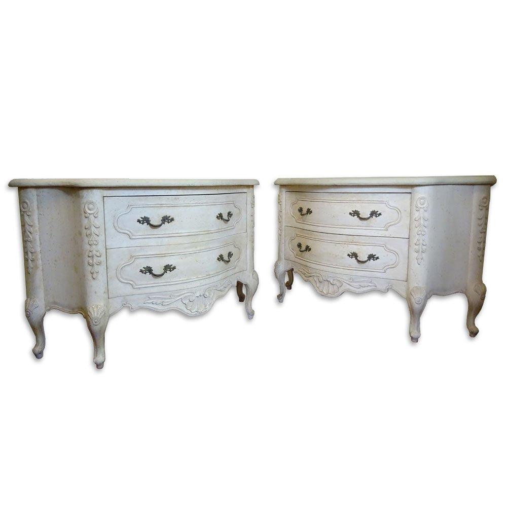Pair of Vintage Louis XV Style Painted Two Drawer (1 of 4)
