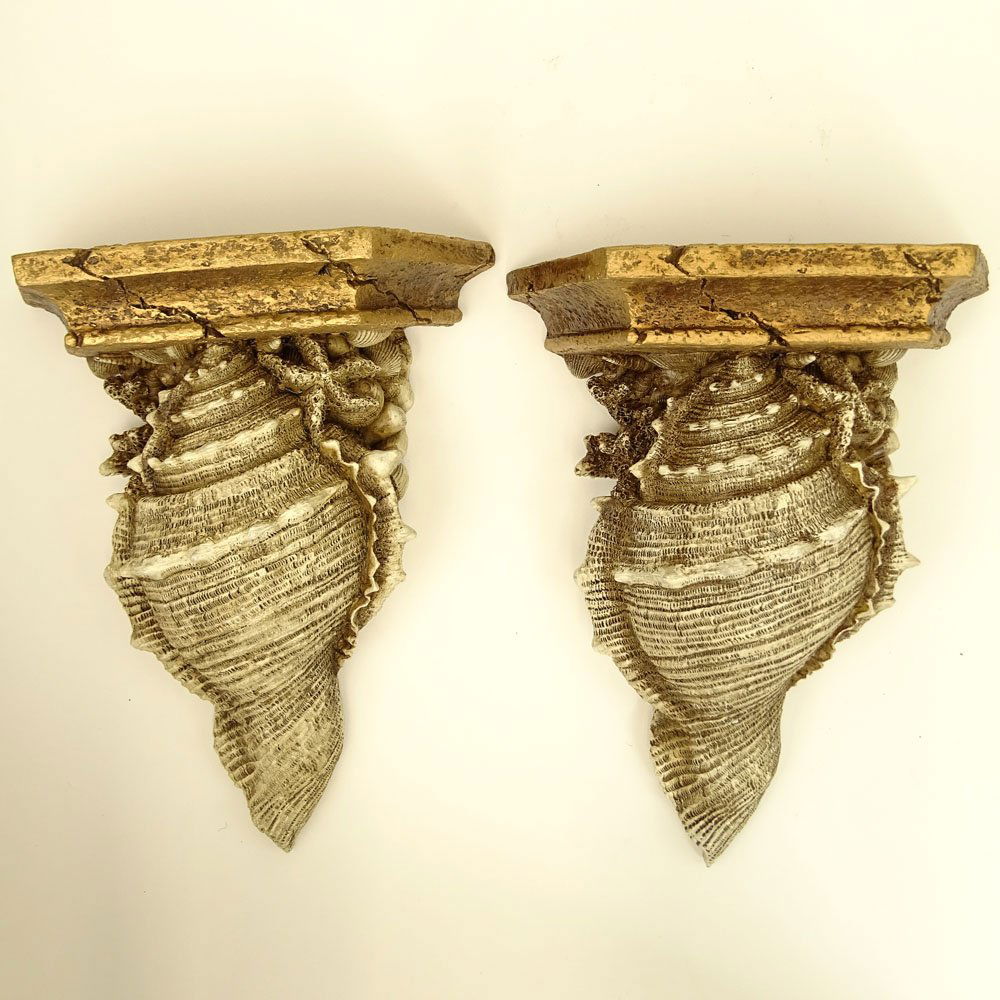 Pair of 20th Century Composite Shell Wall Brackets. (1 of 3)