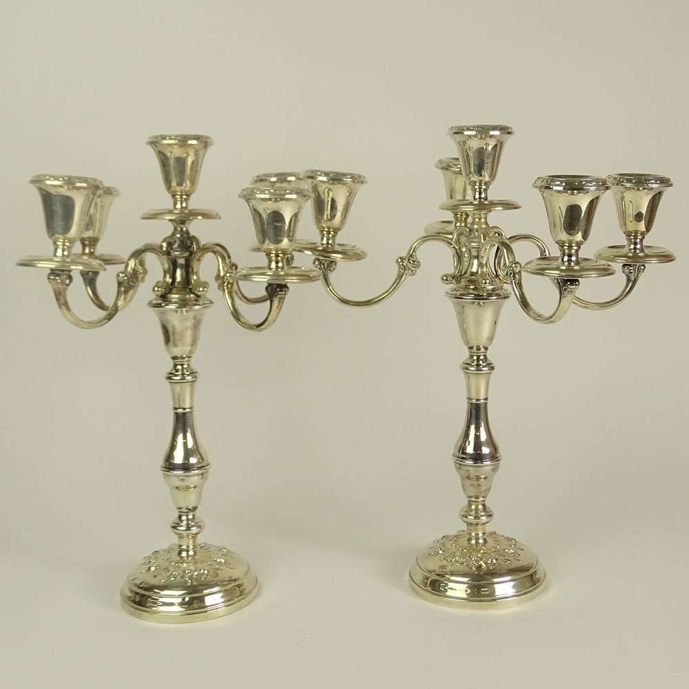 Pair of Gorham Weighted Silver 5 Light Candelabra. (1 of 4)