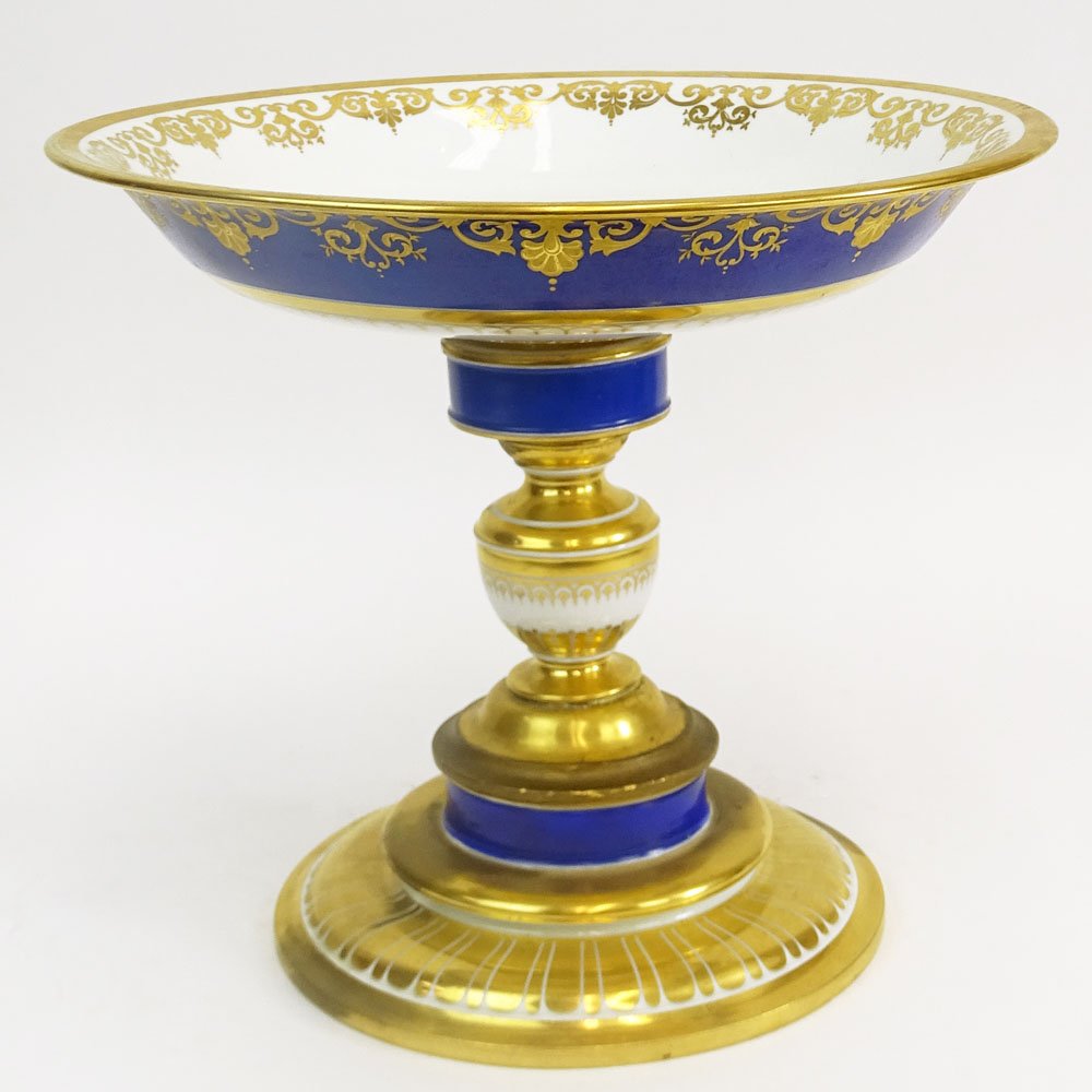 Very Large Antique Continental Porcelain Tazza. Signed (1 of 5)