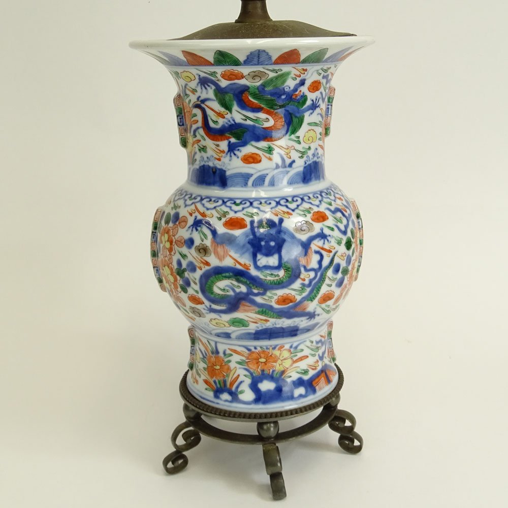 Antique Chinese Porcelain Vase, Now as a Lamp. Signed. (1 of 9)
