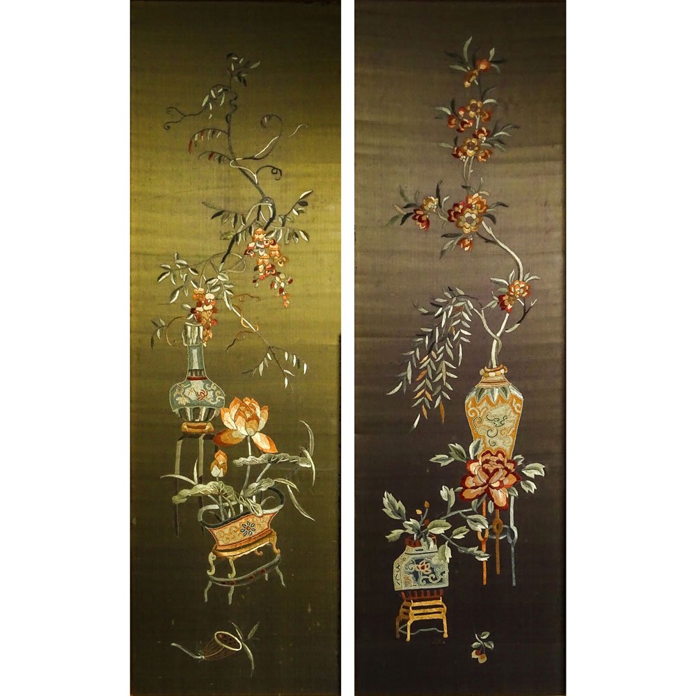 Mid Century Chinese Decorative Embroidered Panels. (1 of 10)