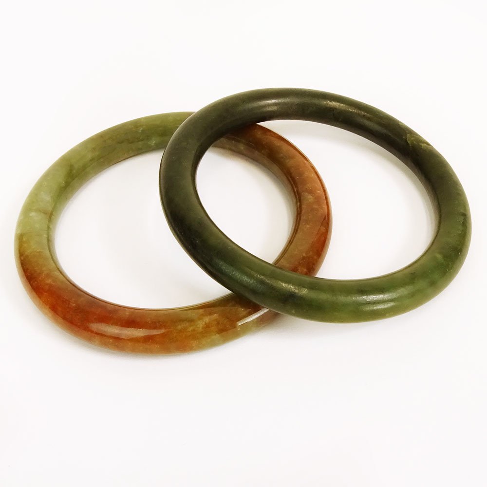 Two Chinese Jade Bangles. One of spinach green, (1 of 5)
