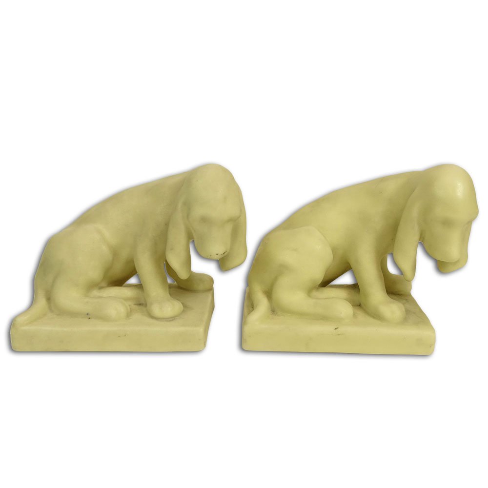 Pair of Rookwood Pottery Dog Bookends with Matte Ivory (1 of 10)