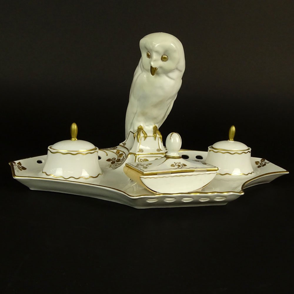 20th Century Rosenthal Porcelain Double Owl Ink Stand. (1 of 8)