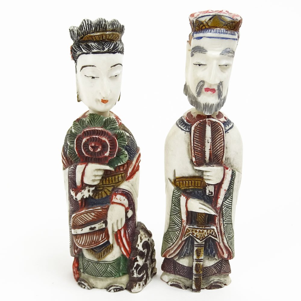 Two Carved Ivory Figural Snuff Bottles. "Emperor and (1 of 7)