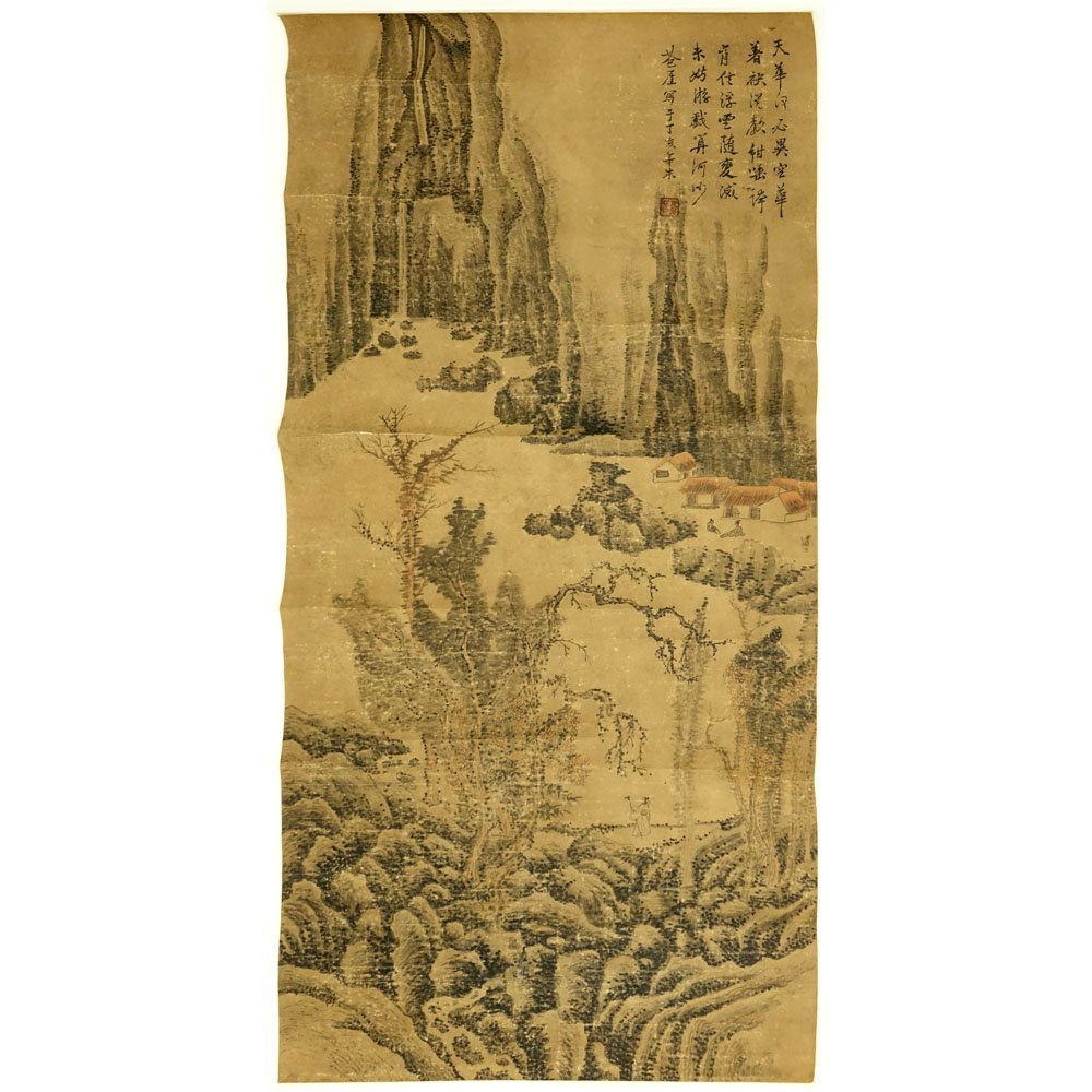Antique Chinese Hand Painted Scroll on Paper. Signed (1 of 5)