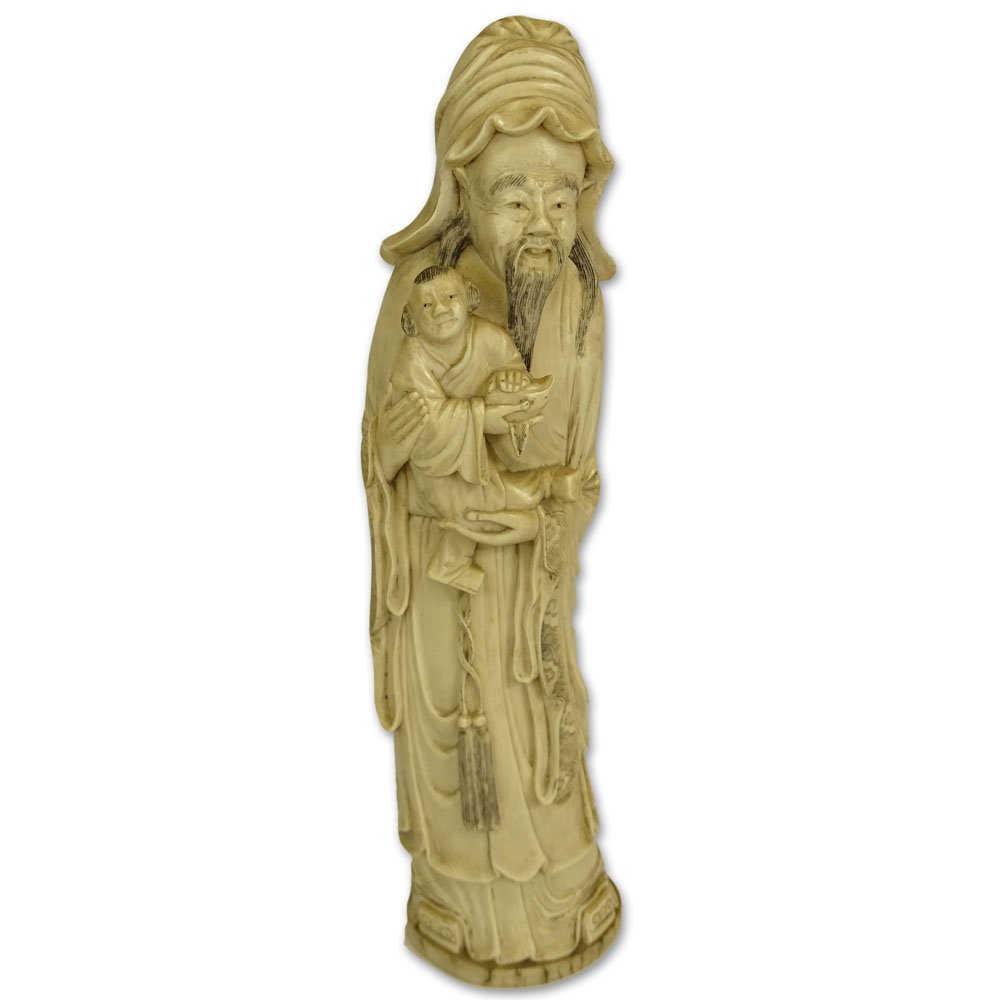 Antique Chinese Carved Ivory Immortal Figure. Unsigned. (1 of 5)