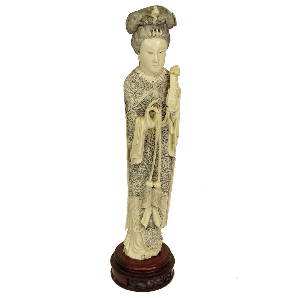 Antique Chinese Carved Ivory Empress Figure on Carved (1 of 5)