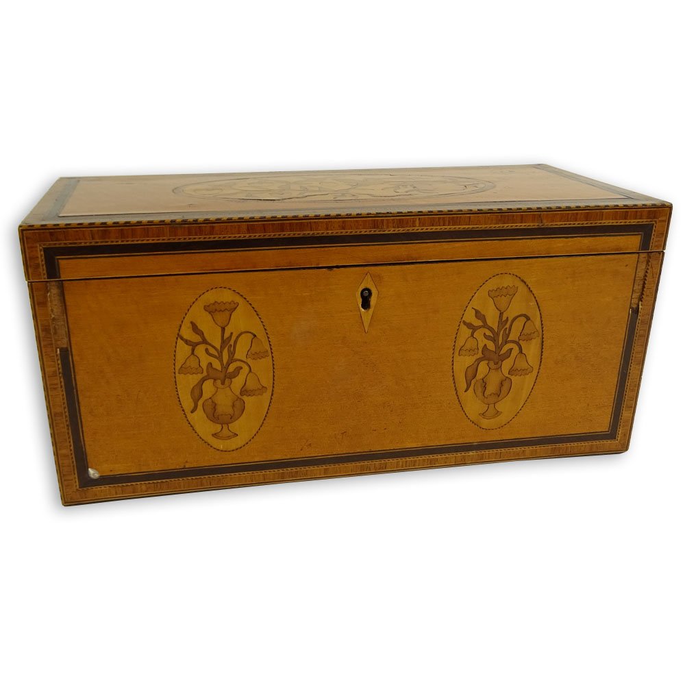 Antique English Inlaid Satinwood Tea Caddy. Two (1 of 4)