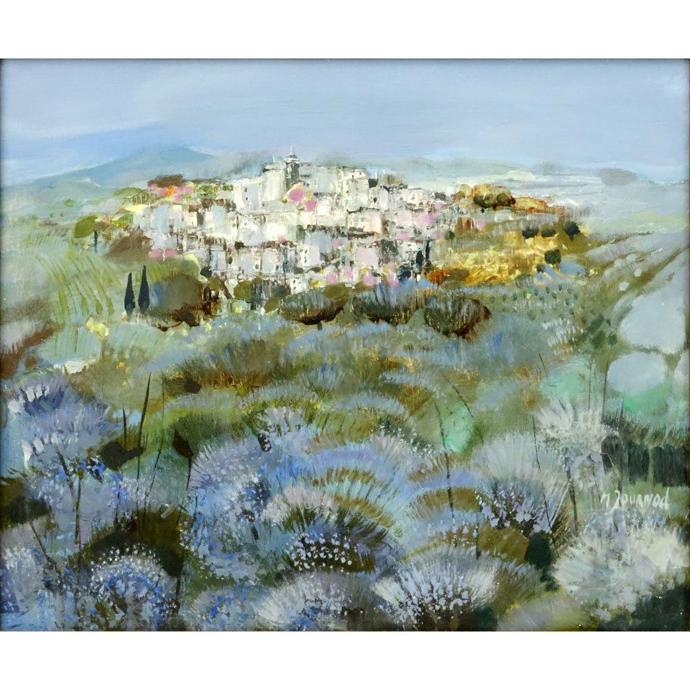 Monique Journod, French (b. 1935) Oil on Canvas: Monique Journod, French (b. 1935) Oil on Canvas "Lavande en Provence" Signed lower right and inscribed en verso. Good condition. Measures 15" x 18", frame measures 23" x 26". Shipping $95.00 (estimate