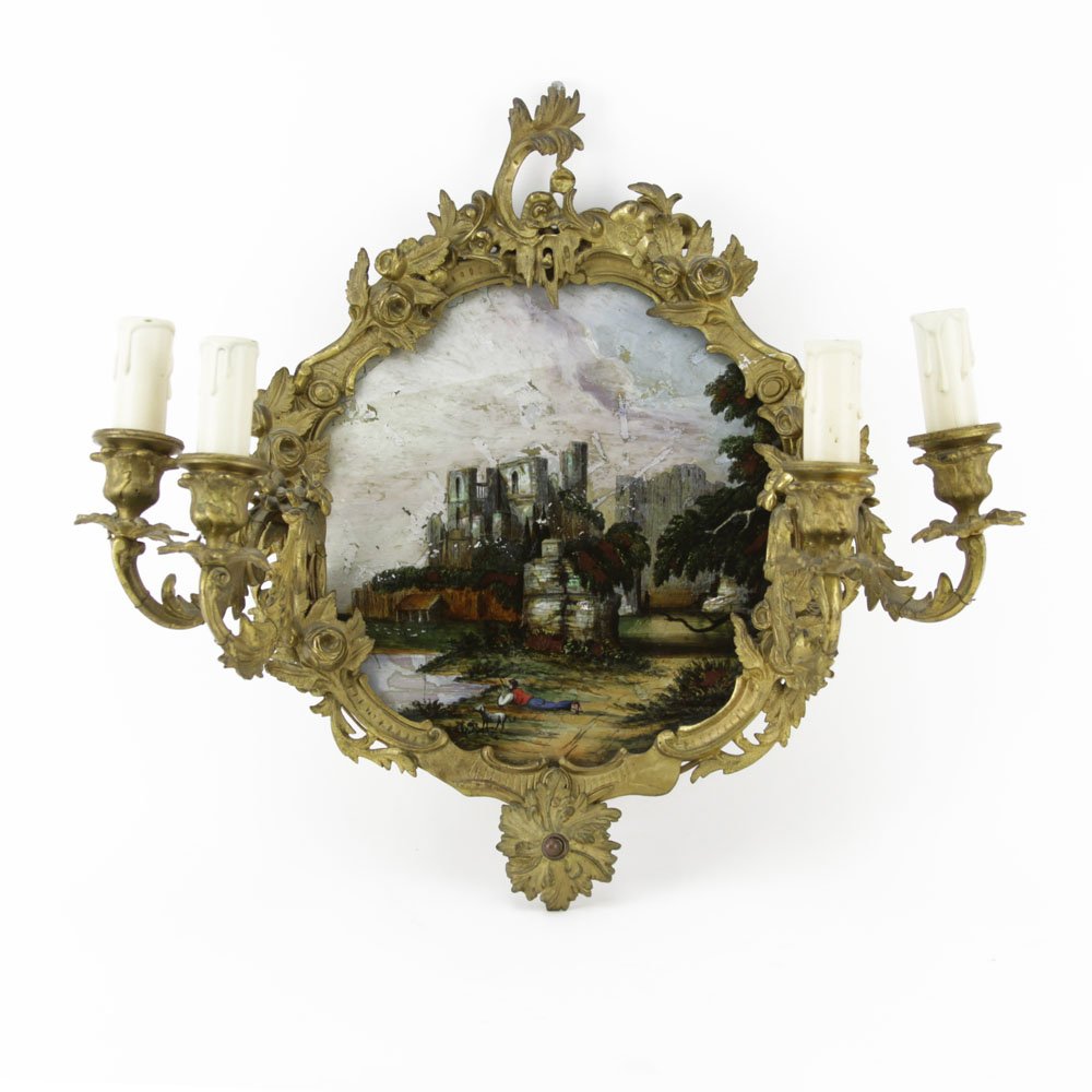 19th Century French Bronze Mounted Reverse Painted (1 of 6)