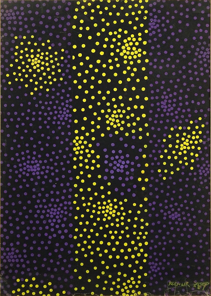 Ksenija V. Ender (1895-1955) Tempera on Paper: Ksenija V. Ender (1895-1955) Tempera on Paper "Composition" Signed Lower Right. Creases on Lower Edge or in Good Condition. Measures 19 Inches 19 Inches by 13-1/4 Inches. Shipping $85.00 (estimate $52