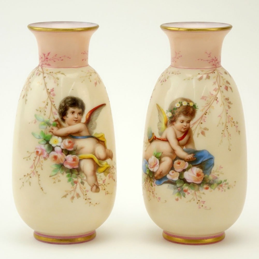 Pair of 19th Century Bristol Glass Vases with Hand (1 of 7)