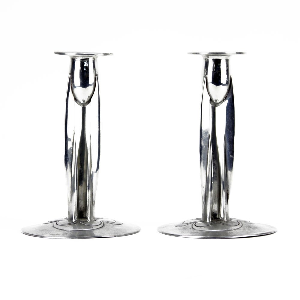 Pair Art Nouveau Archibald Knox Liberty Tudric Pewter (1 of 4)