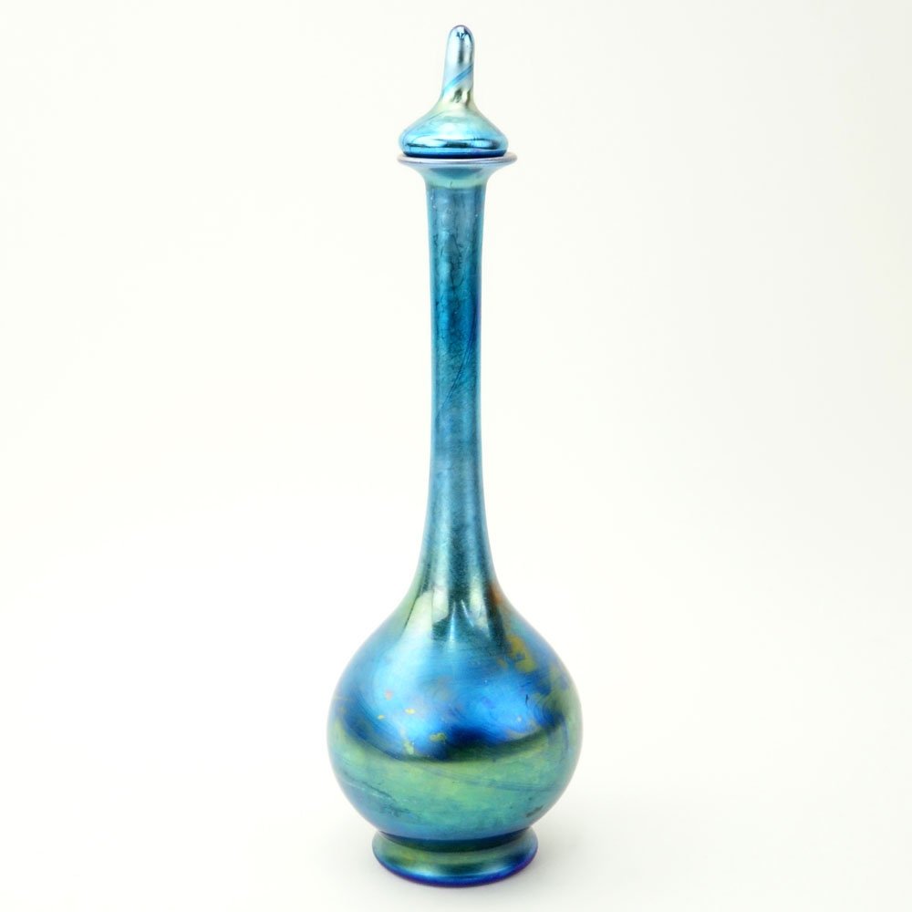 Steuben Aurene Iridescent Blue Bulbous Bottle With (1 of 5)