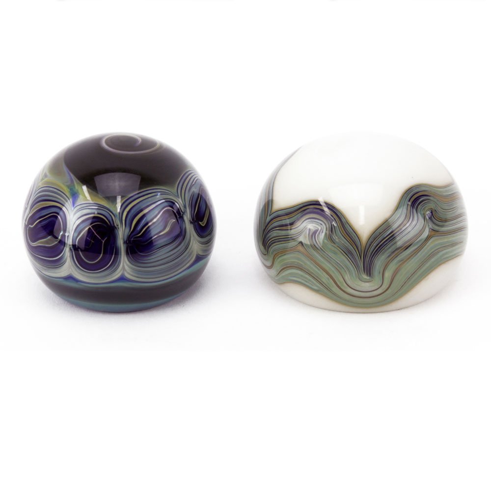 Two (2) J. Byron Abstract Art Glass Paperweights. (1 of 3)