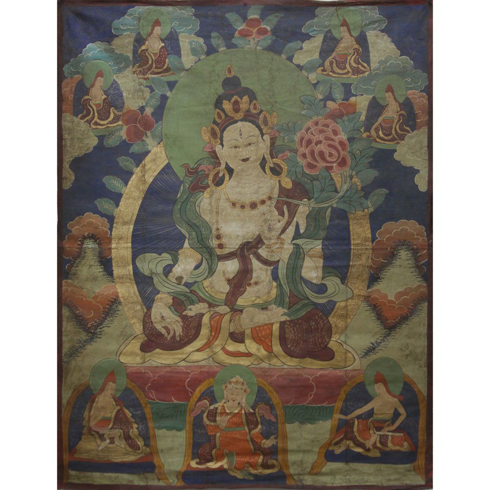 18/19th Century Tibetan Buddhist Hand Painted Thangka. (1 of 3)