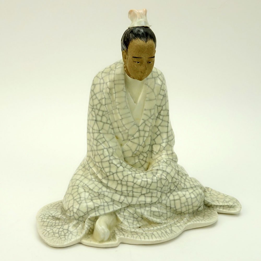 Mid Century Zhang Liang Chinese Ceramic Seated Scholar (1 of 9)