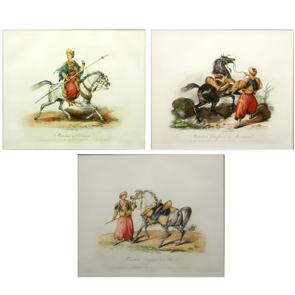 Set of Three (3) Decorative Modern Color Engravings (1 of 4)