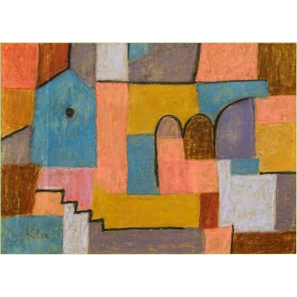 Attributed to: Paul Klee, Swiss (1879-1940) Pastel on: Attributed to: Paul Klee, Swiss (1879-1940) Pastel on Paper. Signed lower left. Creasing to paper otherwise good condition. Measures 12-1/4" H, 17-1/8" W (sight), frame measures 21" H, 25" W. Shipping
