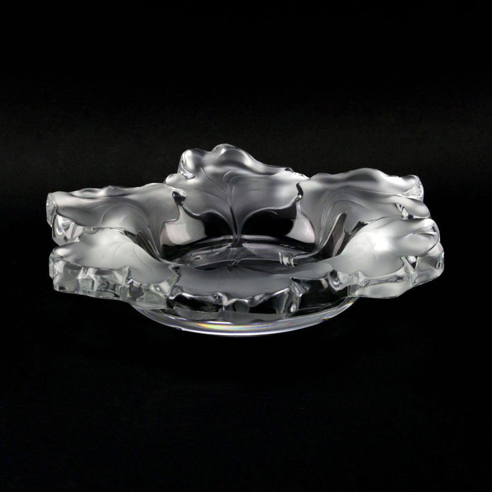 Lalique France "Capucines" Frosted Crystal Bowl. (1 of 5)