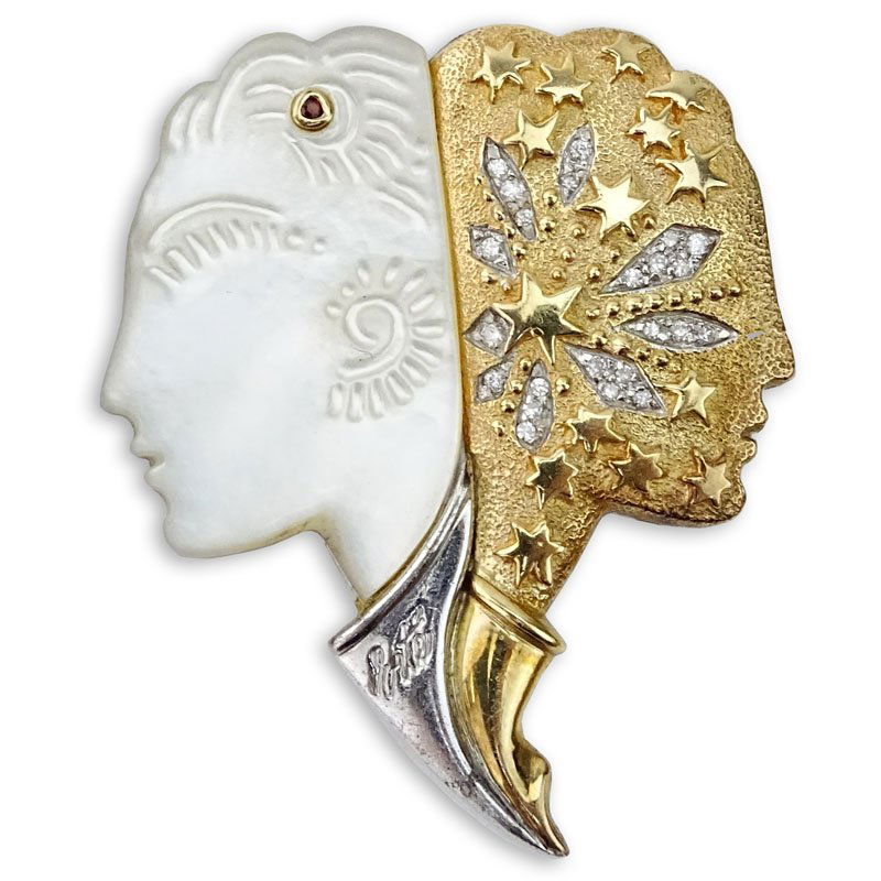 Erte, French (1892-1990) Vintage 14 Karat Yellow Gold, (1 of 3)