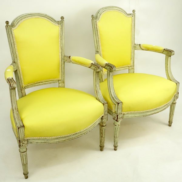 Pair of Late 18th Century Louis XVI Juane (yellow) Silk (1 of 3)