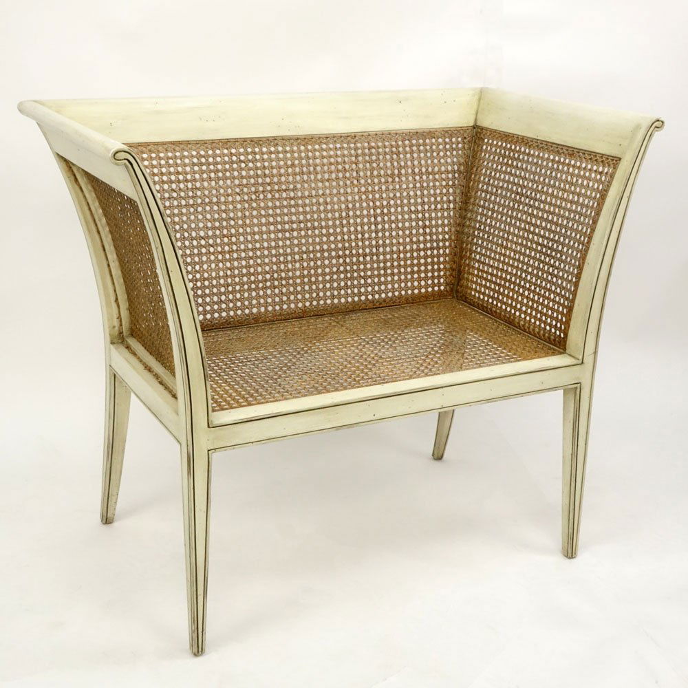 20th Century Italian Painted Wood settee/Bench. Caning (1 of 4)