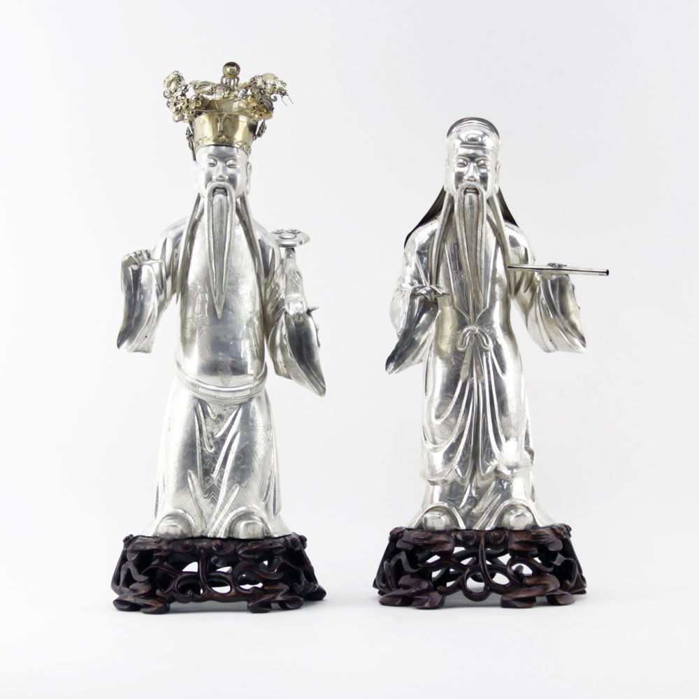 Grouping of Two (2) Old Chinese Export Silvered Metal (1 of 6)