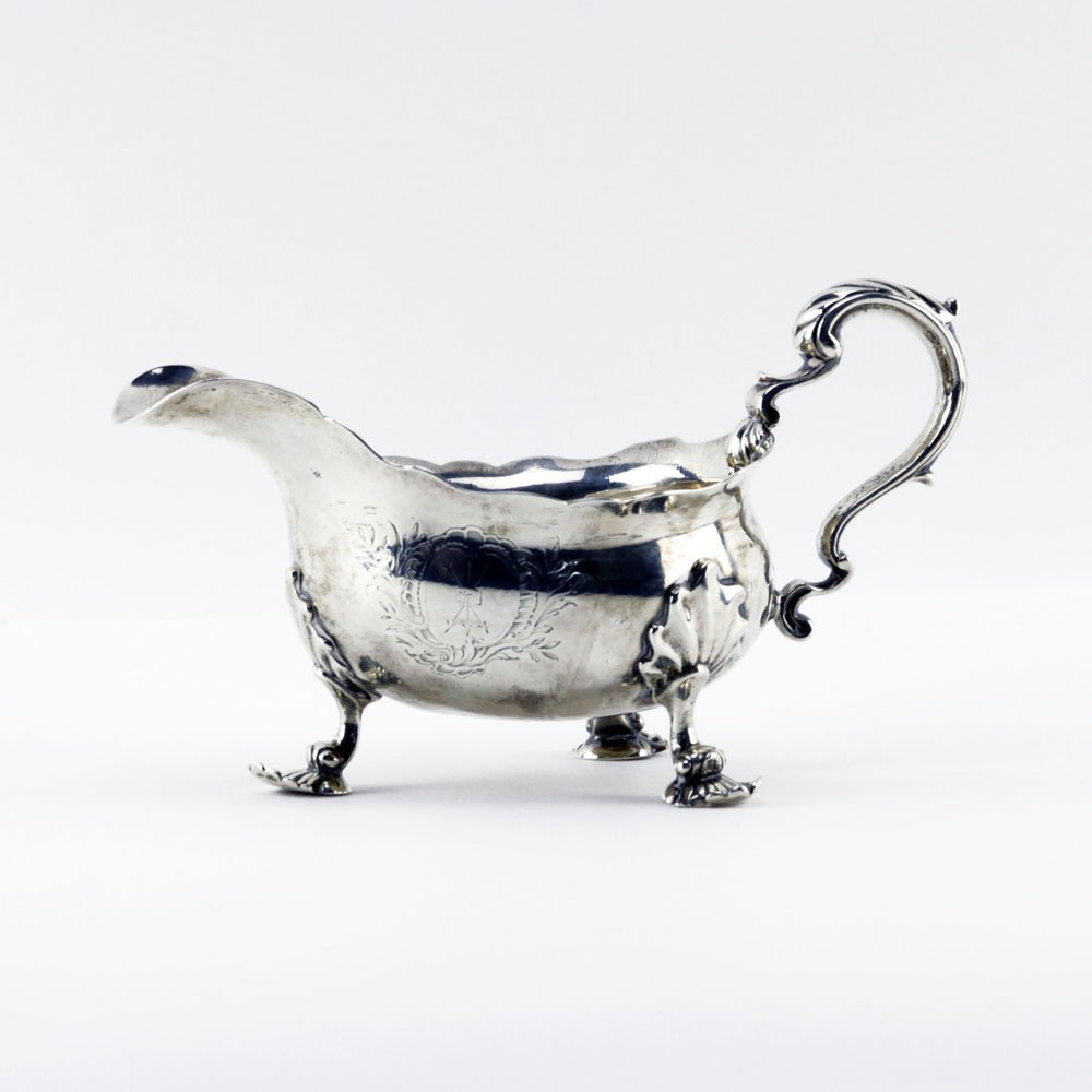 A George III Silver Gravy Boat. Leaf capped scroll (1 of 4)