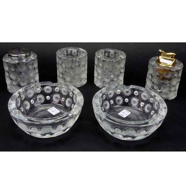 Six (6) Piece Lalique "Tokyo" Smoking Set. Includes 2 (1 of 6)