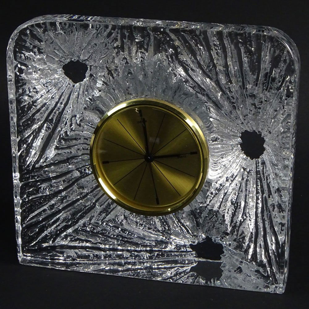 Large Vintage Daum France Crystal Mantle Clock. Quartz (1 of 6)