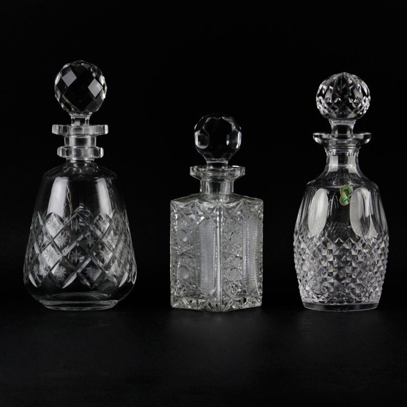 Set of Three Vintage Crystal Decanters. One Waterford, (1 of 3)