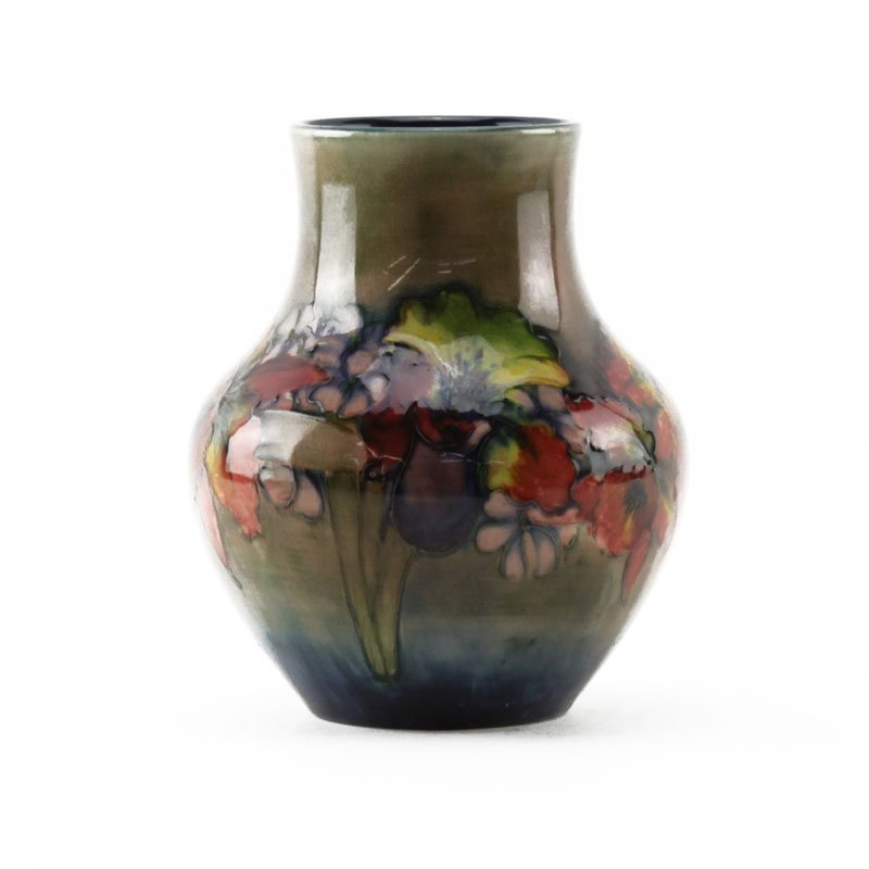 Moorcroft Flambe "Orchid" Pottery Vase. Stamped on (1 of 6)