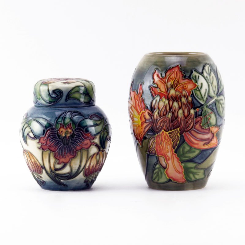 Grouping of Two (2) Moorcroft Pottery Vases. Includes: (1 of 5)