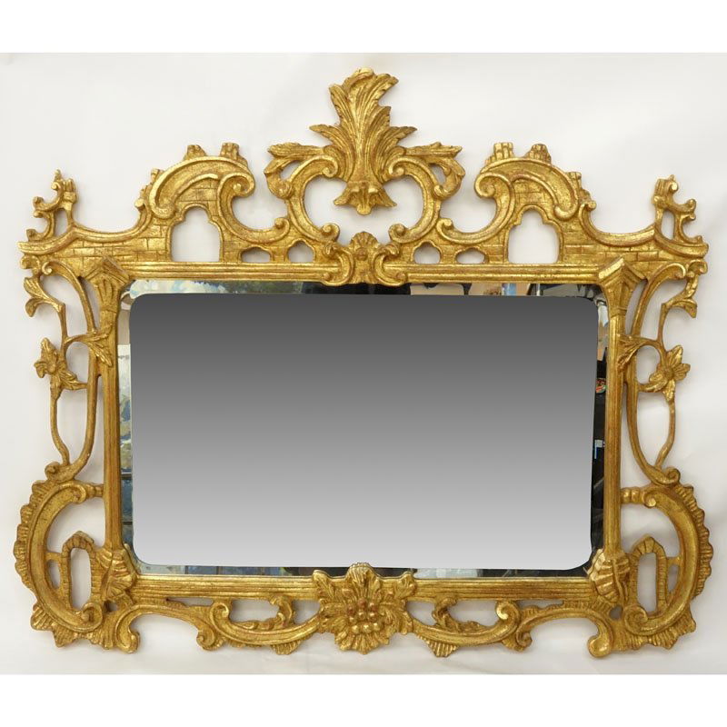 Large Decorative Giltwood Mirror. Probably Italian. (1 of 2)