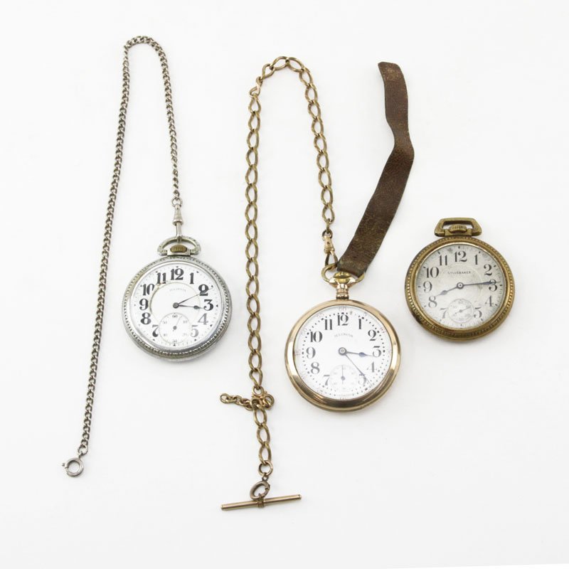 Grouping of Three (3) Antique Railroad Pocket Watches. (1 of 3)